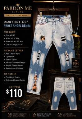 Dear Sins F1707 Frost Angel Distressed Light Wash Denim Jeans
